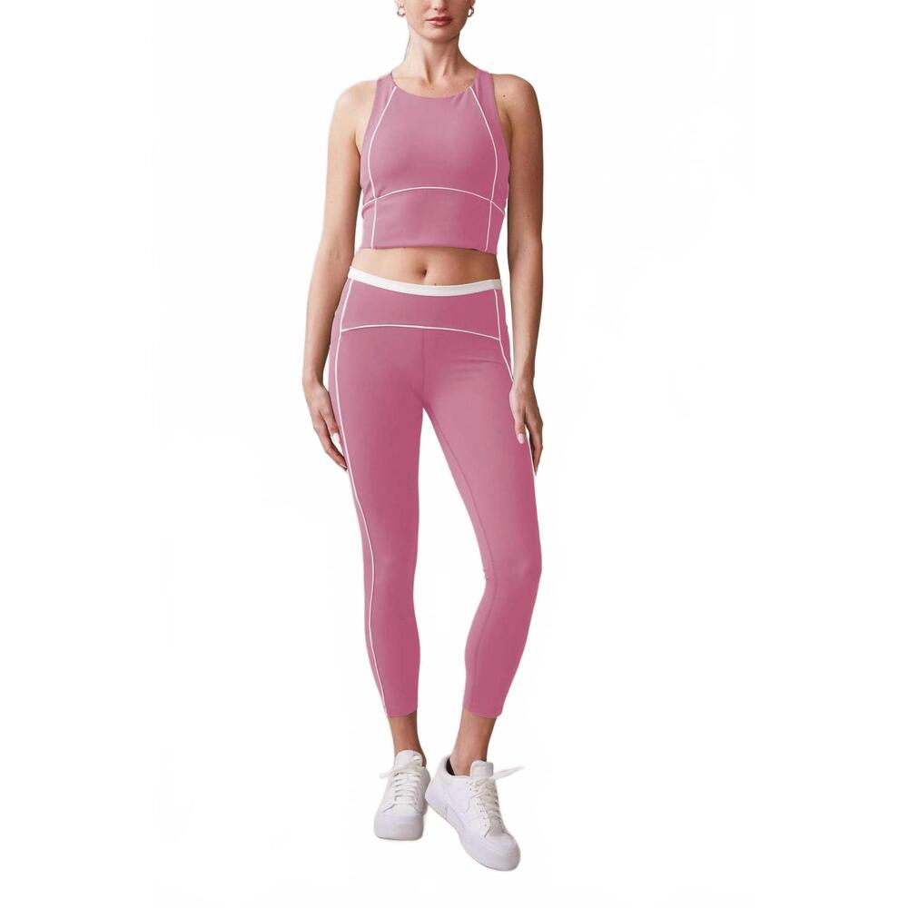 NEW THRIVE SOCIETE high neck piped bra in faded rose